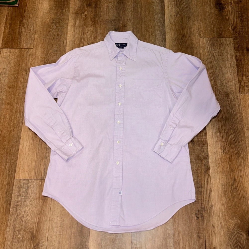 Polo Ralph Lauren Mens Oxford Shirt Light Purple Button Down 15.5 33 Long Sleeve